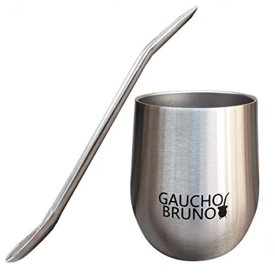 Image of Gaucho Bruno Yerba Mate Starter Kit with Thermal Stainless Steel Cup and Bombilla Easy to Clean