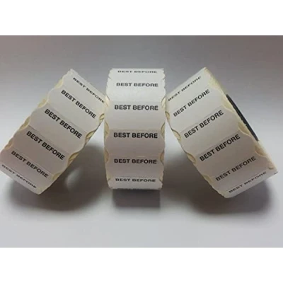 Image of Gato CT4 26mm x 12mm Price Gun Labels White Pre Printed Best Before 10 Rolls 15,000