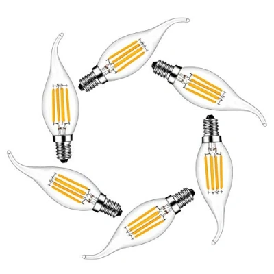 Image of MENTA 6 pcs E14 4W LED Candle Filament Bulbs, 40W Equivalent, Warm White(2700K) Candelabra Light Bulb, Non Dimmable, Small Edison Screw Bulb