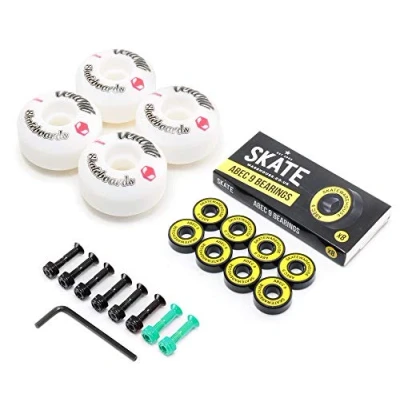 Image of Venom Skateboards Logo White Skateboard Wheels 54mm &amp; Skatewarehouse ABEC 9 Bearings Set + Bolts!