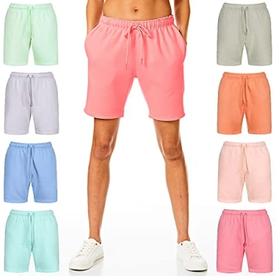 Image of Light &amp; Shade Women&#039;s Pastel Brights Loungewear Sweat Shorts Joggers Jogging Shorts, Pink, Small