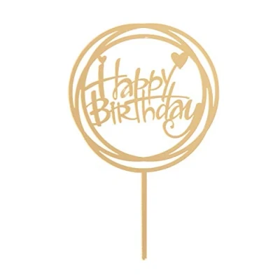 Image of Dekora Happy Birthday Topper, Cake Decoration, Color Gold