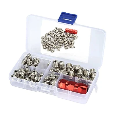 Image of Grease Nippels, Metal Replacement Nipple Fittings Pack, M6 M8 M10 Straight Set with Gun Flat Mouth