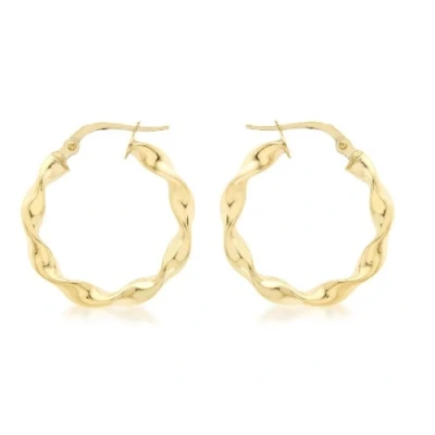 Image of Carissima Gold Women&#039;s 9 ct Yellow 21 mm Twist Creole Earrings