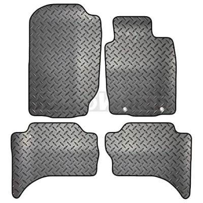Image of Carsio Rubber 4 Piece Car Mat Set For Mitsubishi L200 2015+ Onwards with [2 Clips] Tailored Fit Floor Complete Accessory Black Custom Fitted All Weather &amp; Heavy Duty, Anti Slip Backing