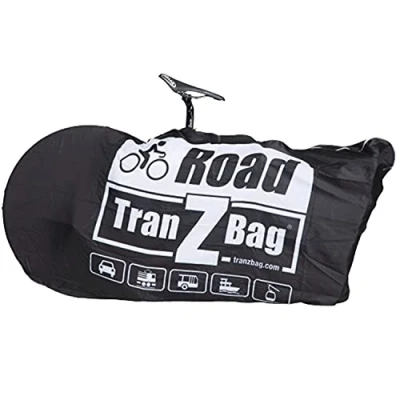 Image of EVOC TranZbag ROAD bike transport bag, protection for 28″ wheels (for cross and gravel wheels, foldable, minimal pack size, shoulder strap, double zip), Black
