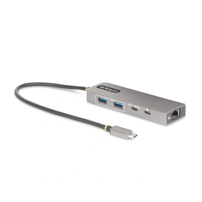 Image of StarTech.com 3 Port USB C Hub, 2.5 Gbps Ethernet, 100W PD Pass Through Port, 3.2 10Gbps, 2x A/1x C, Portable Hub