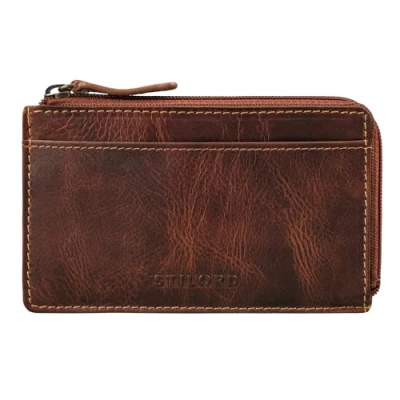 Image of STILORD &#039;Ano&#039; 3 in 1 Vintage Leather Key Pouch RFID Wallet Slim Card Case Money Pocket Holder Genuine Leather, Colour:Salerno Brown