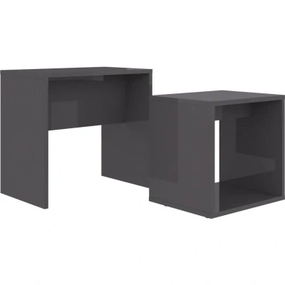 Image of vidaXL Coffee Table Set High Gloss Grey 48x30x45 cm Chipboard