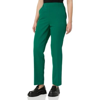 Image of Kaffe Women&#039;s Trousers High Waisted Elastic Waistband Cropped Length Regular Fit Pants, Aventurine,