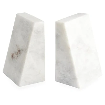 Image of Himalayan Marble White Wedge Bookends