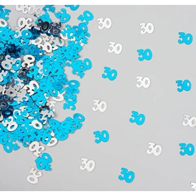 Image of 56g Blue &amp; Silver 30th Birthday Confetti Foil Metallic Glitz Table Scatter Sprinkles Age Bday Party Decorations