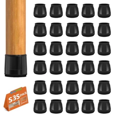 Image of 35Pcs Chair Floor Leg Protectors, BAIPOK Silicon Caps for Hardwood Floors, Furniture Feet Protectors Pads, Rectangle Chairs Covers With Stronger Felt Pads
