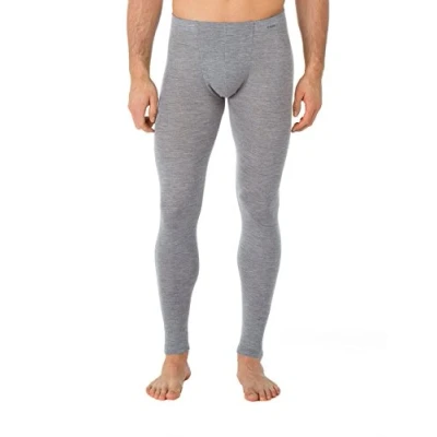 Image of CALIDA Men&#039;s Wool &amp; Silk Trousers Thermal Bottoms, Platinum Melé, 46 48 (EU)