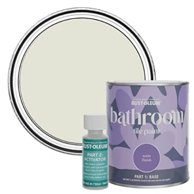 Image of Rust Oleum Beige Water Resistant Bathroom Tile Paint in Satin Finish Portland Stone 750ml