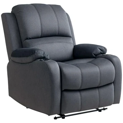 Image of HOMCOM Recliner Chair, Microfibre Reclining Chair with Adjustable Leg Rest, Cup Holders, Armchair for Home Living Room, Black