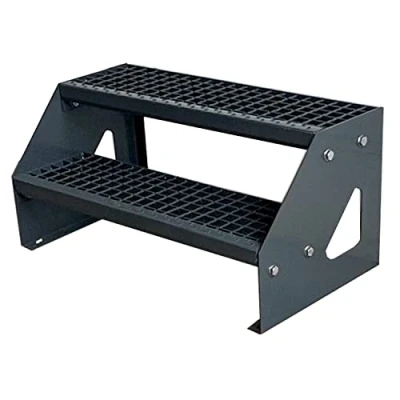 Image of Kaminbau Mierzwa Premium Steel Stairs Freestanding Galvanised and Completely Anthracite Powder Coated 2 Steps (width 60 cm) (height 38 Weatherproof Grate Step Garden
