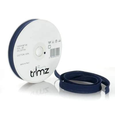 Image of Inastri 14/ 4/ 4 mm Cotton Bias Binding, Blue (Navy) 34