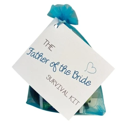 Image of Father of the Bride Survival Kit. Thank You gift &amp; card keepsake. Novelty wedding