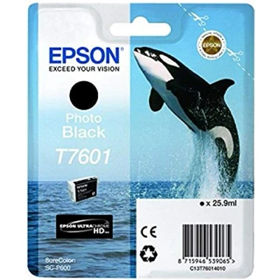 Image of Epson T760140 Killer Whale T7601 Ink Cartridge, Photo Black, Genuine