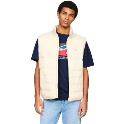 Image of Tommy Jeans Men&#039;s Light Quilted Down Gilet, Off White (Newsprint), M