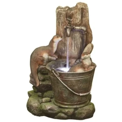 Image of Easy Fountain Playful Otters Water Fountain, Resin, Natural, One Size