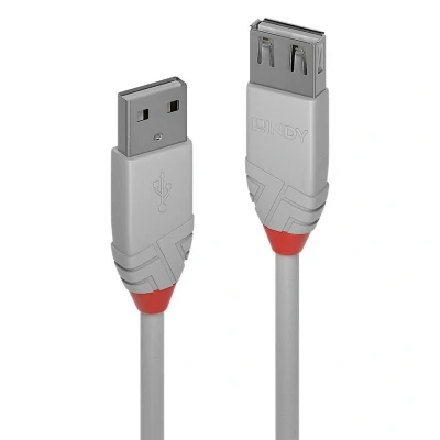 Image of LINDY 36712 USB 2.0 Type A Extension Cable, Anthra Line Grey, 1m