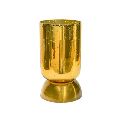 Image of Ivyline Regency Metallic Tiered Vase in Gold Waterproof &amp; Hand Finished Flower Pot Indoor Home Tabletop Decor H27.5 x D15cm