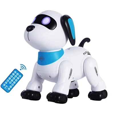 Image of yiman Remote Control Robot Dog Toy, Programmable Interactive &amp; Smart Dancing Robots for Kids 5 and up, RC Stunt Toy with Sound LED Eyes, Electronic Pets Toys Robotic Dogs Gifts Blue