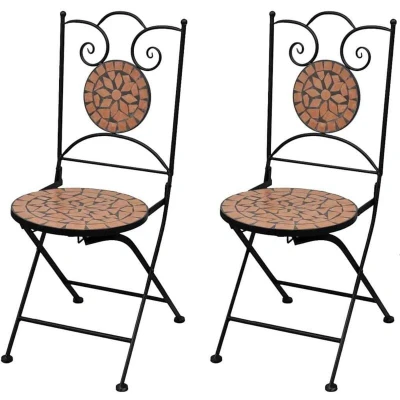 Image of vidaXL Folding Bistro Chairs 2 pcs Ceramic Terracotta