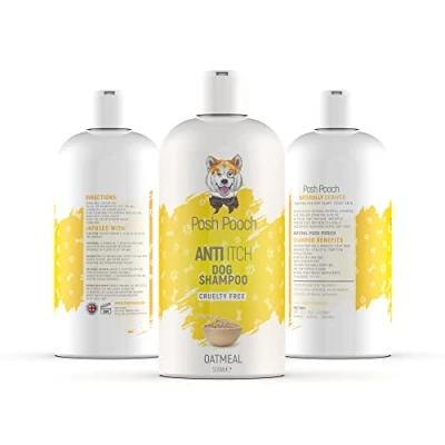 Image of Itchy Dog Shampoo For Dogs Oatmeal Soothes Dry Flaky Skin 500ml Posh Pooch ® Anti Itch Natural Hypoallergenic Aloe Wheat Nourishing Soothing Moisturising B5 Wash Pets With Sensitive