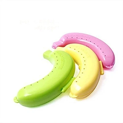 Image of Jooks Plastic Banana Guard Holder Carrier Bag Lunchbox Protector Anti Bruising Case for Camping Work School Use Yellow