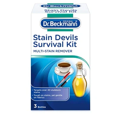 Image of Dr. Beckmann Stain Devil Survival Kit, Pen &amp; Ink Stains 1 x 50 ml, Fat Sauces 50ml, Fruit Drinks x50 gm