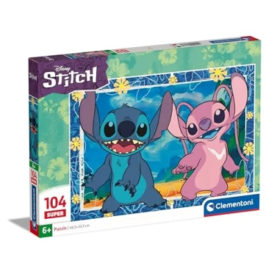 Image of Clementoni 27573 Supercolor Puzzle Super Disney Stitch 104 Pieces Jigsaw For Kids Age 4 Cartoon Made In Italy