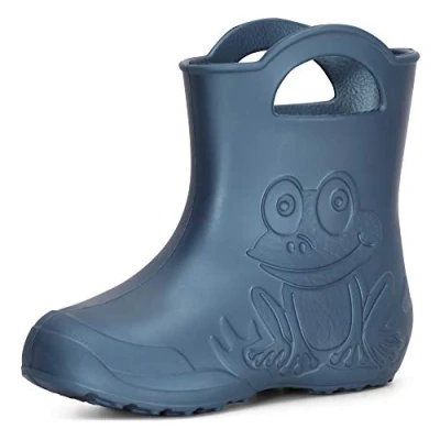 Image of Ladeheid Children&#039;s Girl&#039;s Boy&#039;s EVA Wellington Boots Rain Shoes LA CA 01 (Metallic Blue 2, 2/2.5 UK)