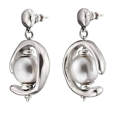 Image of Uno De 50 PEN0444BPLMTL0U Women&#039;s Earrings Silver Plated Pearl White