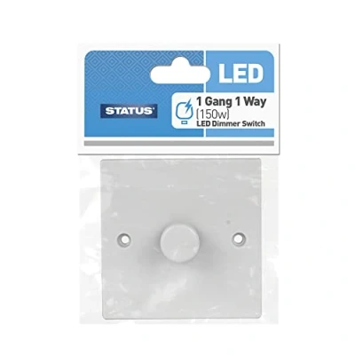 Image of STATUS Single Dimmer LED Light Switch 150W White Plastic 1 Gang Way S150WDS3