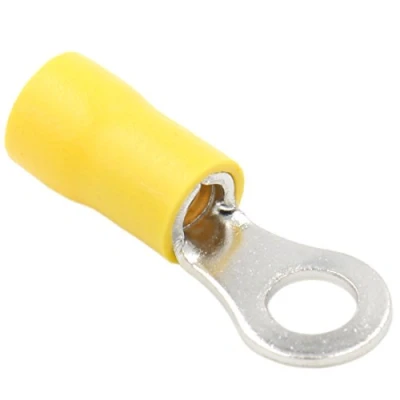 Image of Heschen Ring Terminal Crimp Connectors Vinyl Insulated Wire Electrical Connector RV5.5 5 Stud Size #10 for 4 6mm² (12 10 AWG) Yellow 100Pack