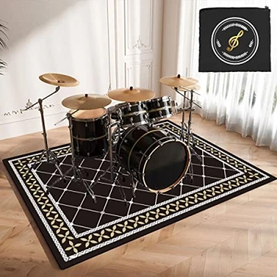 Image of Drum Rug Mat Soundproof Non Slip Rugs, Carpet Blanket for Percussion E Electronic Kits 160cm x 120cm with Special Bag