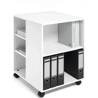Image of Durable Multi Functional Trolley Made of Strong Melamine White Colour Ideal for Storing Documents, Folders, Etc. In an Office Environment