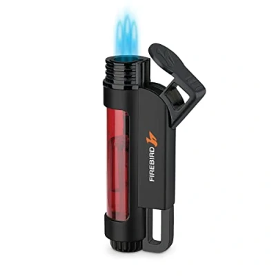 Image of Firebird Illume Triple Jet Lighter Windproof Torch Butane Gas Refillable (for Safety Not Included) Large Flame Adjuster Wheel Fuel Tank Easy Read Window