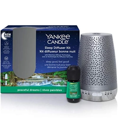 Image of Yankee Candle Sleep Diffuser Starter Kit Silver Peaceful Dreams Electric Fragrance Refill Up to 30 Nights of UK Plug