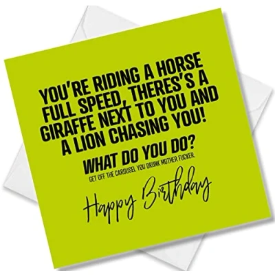 Image of Punkcards Funny Birthday Card For Her ‘You’re Riding A Horse’ Humorous Greeting Him