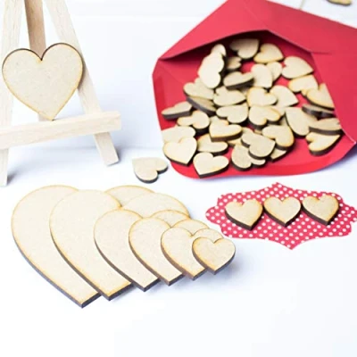 Image of Wooden Hearts Pack of 25 / MDF Craft Shapes Blanks 20mm 30mm 40mm 50mm 60mm (60mm)