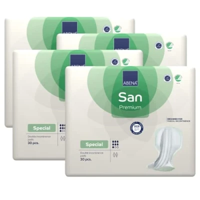 Image of ABENA San Mens &amp; Womens Incontinence Pads, Breathable Comfortable, Fast Absorption, Discreet Effective Shaped Pads for Men/Women Special Air Plus, 2000ml Absorbency, 4x 30PK