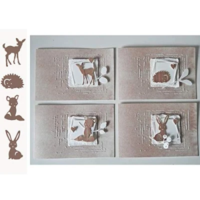 Image of Cutting Dies for Card Making, YunTrip Rabbit Fox Deer Hedgehog Animals Metal Stencil DIY Scrapbooking Album Embossing Photo Crafts Paper Cards Craft