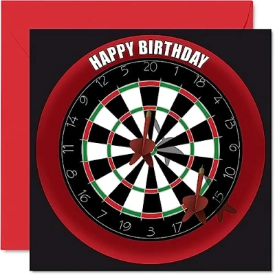 Image of Fun 70th Birthday Cards for Men Woman Dart Board Happy Card Dad Mum Great Grandad Grandpa Nanny Grandma Gran Uncle Auntie, 145mm x Sports Darts Bday Greeting