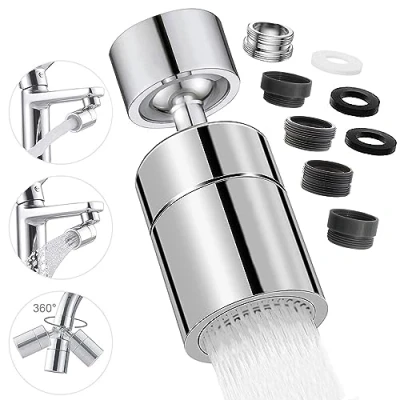 Image of Kitchen Tap Spray Head, 360 Swivel Spout Sink Tap, Faucet Attachment with 2 Functions Modes, Replacement Aerator Sprayer Accessories, Universal Adapter