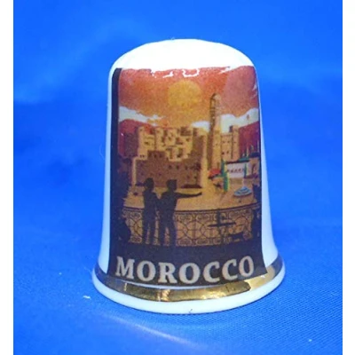 Image of Birchcroft Porcelain China Collectable Thimble Travel Poster Morocco Free Box