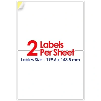 Image of YUNJU A4 Self Adhesive Address Labels, 2 Label Per Sheet, 20 Sheets, (199.6 X 143.5 MM) 40 Labels